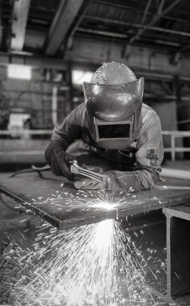 High-quality steel and iron metal work with precision welding and durable construction materials by The RK Infra.